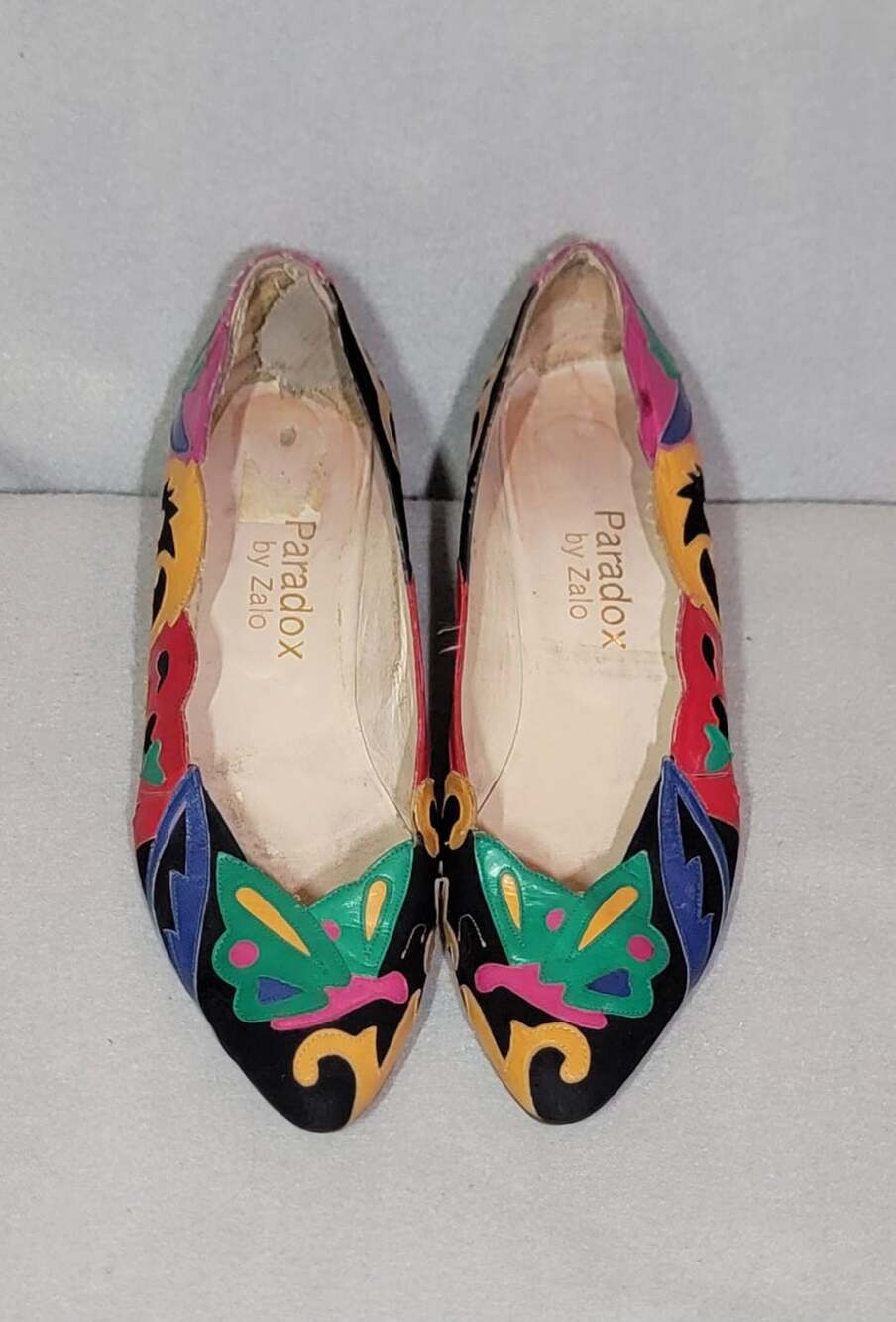 Vintage Paradox by Zalo Butterfly Suede Leather Flats 8.5N Multicolor